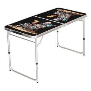 Beach Lounging Skeleton Halloween Beer Pong Table