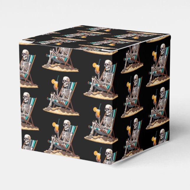 Beach Lounging Skeleton Halloween Favor Boxes (Front Side)