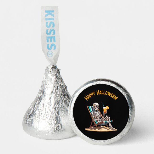 Beach Lounging Skeleton Halloween Hershey®'s Kisses® (Front)