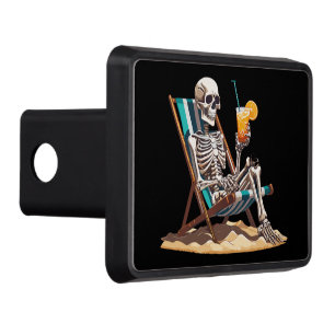 Beach Lounging Skeleton Halloween Hitch Cover