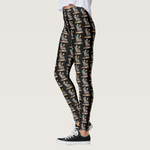 Beach Lounging Skeleton Halloween Leggings