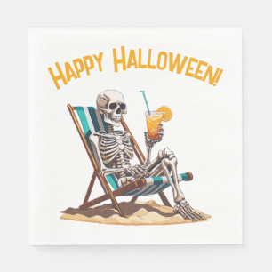 Beach Lounging Skeleton Halloween Napkins