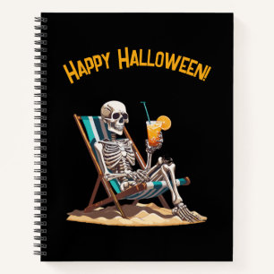 Beach Lounging Skeleton Halloween Notebook