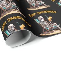 Beach Lounging Skeleton Halloween Wrapping Paper