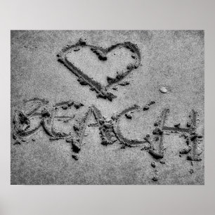 Beach Love Black and White Photographic Art Poster