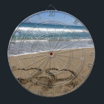 Beach Love Dart Board<br><div class="desc">Beach Love Hearts In The Sand</div>