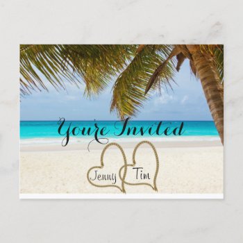 Beach Love Hearts Bridal Branches You're Invited Invitation Postcard by Designs_Accessorize at Zazzle