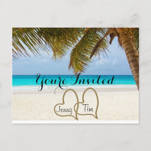 beach love hearts bridal branches youre invited invitation postcard