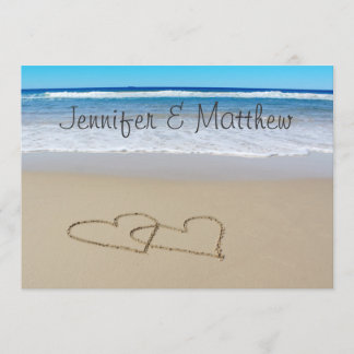 Beach Love Hearts wedding invitation