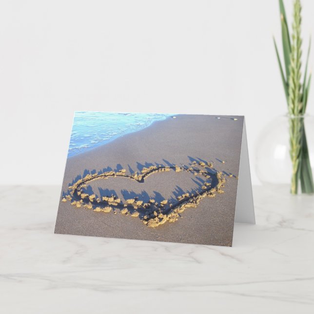 Beach Love Letterpress Thank You Card (Front)