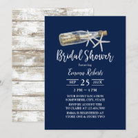 Beach Love Message Bottle Navy Blue Bridal Shower