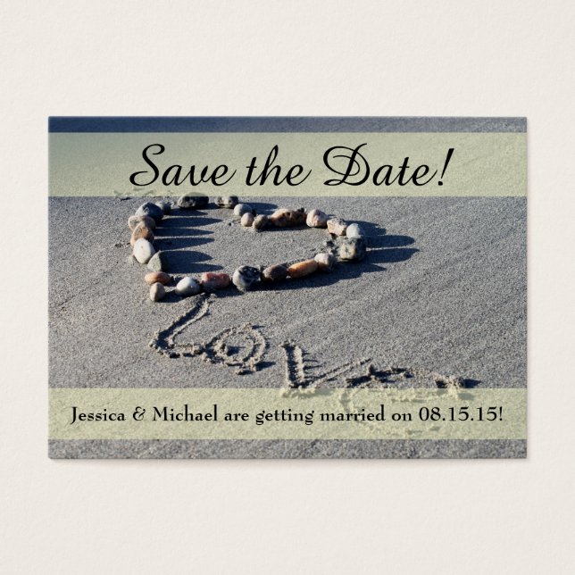 Beach Love Save the Date Business Card (Front)