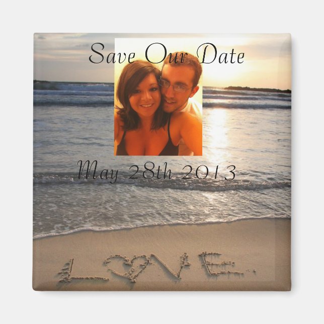 Beach Love Wedding Save the Date Personalize Magnet (Front)