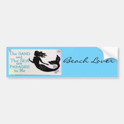 beach lover mermaid bumper sticker