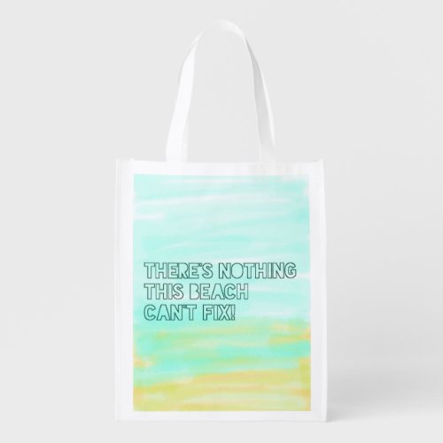 Beach Lover Quote Watercolor Typography Grocery Bag