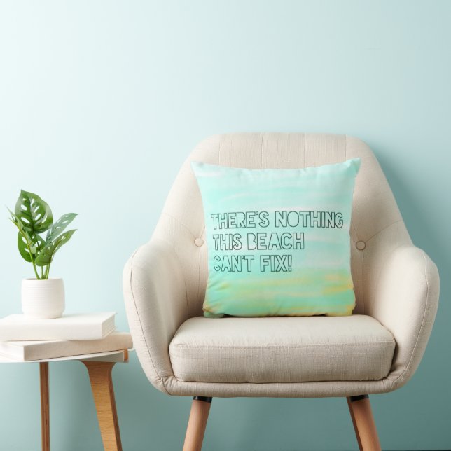 Beach Lover Quote Watercolor Typography Throw Pillow (Chair)