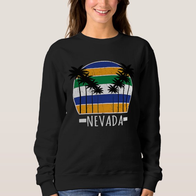 Beach Lover  Retro Nevada  Summer Distressed Sweatshirt (Front)