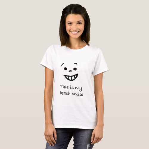 Beach Lover Smile Cute Doodle Face Typography T_Shirt