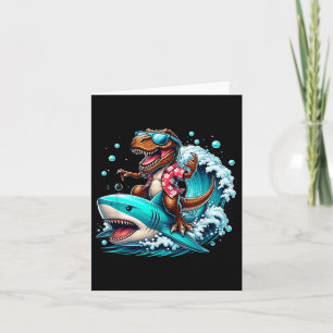 Beach Lover T-rex Dinosaur Riding Shark Surfing Oc Card