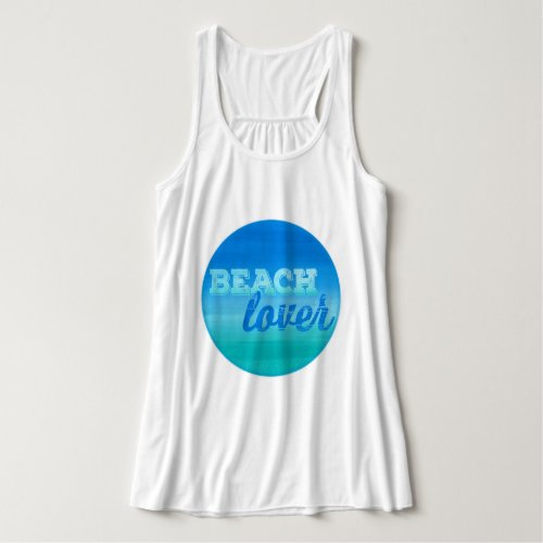 Beach Lover Watercolor Blue Green Vacation Summer Tank Top