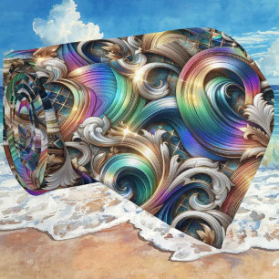 Beach Lovers Tie   Holographic Ocean Waves Pattern