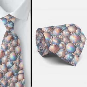 Beach Lovers Tie   Opal Iridecent Seashells 
