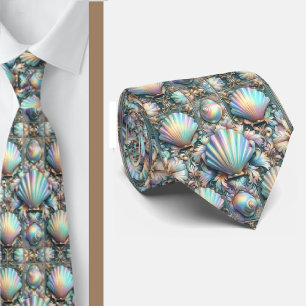 Beach Lovers Tie   Opal Seashell Pattern