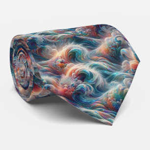 Beach Lovers Tie   Rainbow Ocean Coral Pattern
