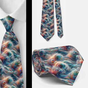 Beach Lovers Tie   Rainbow Ocean Coral Pattern