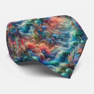 Beach Lovers Tie   Rainbow Ocean Coral Pattern