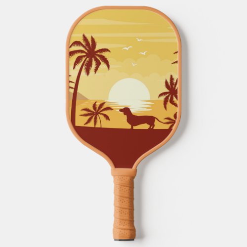 Beach Loving Dachshund Pickleball Gift   Pickleball Paddle