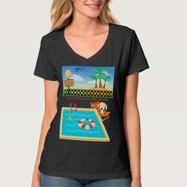 Beach loving Dog Ready to Hit the Sands  Wishing T-Shirt (Front)