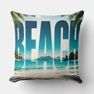 Beach Luxury Coastal Editorial Graphic Collection Throw Pillow