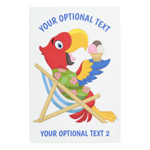 Beach Macaw custom text & color metal wall art