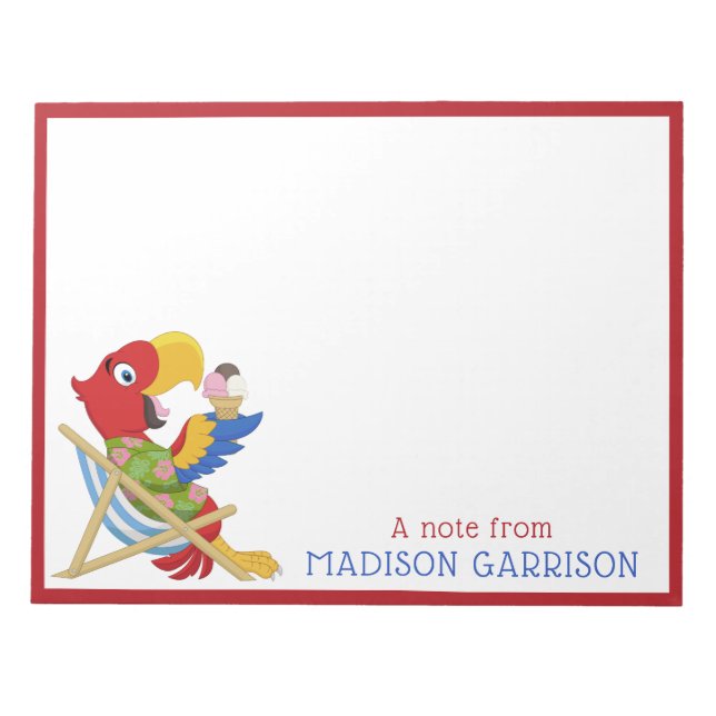 Beach Macaw custom text notepads (Front)