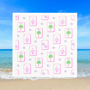 Beach Mahjong Bikini Starfish Palm Tree Coastal Napkins