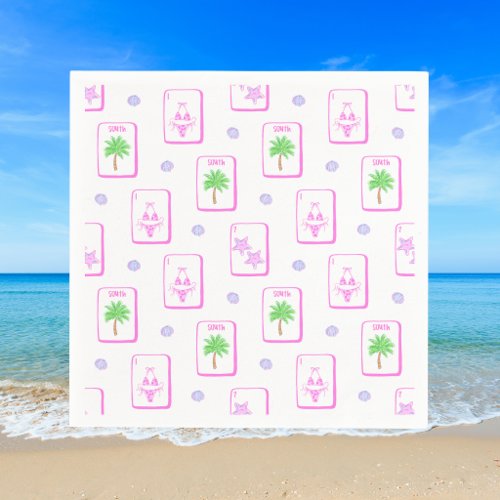 Beach Mahjong Bikini Starfish Palm Tree Coastal Napkins