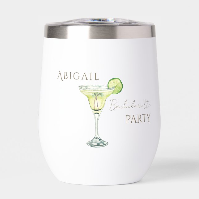 Beach Margarita Bachelorette Party Thermal Wine Tumbler (Front)