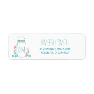Beach Mason Jar Nautical Rustic White Wedding Label