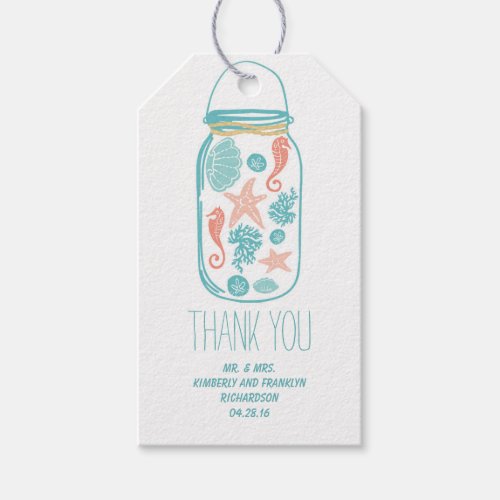 Beach Mason Jar Rustic White Wedding Gift Tags