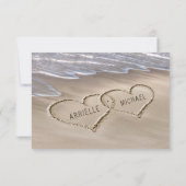 Beach Meal Choice Sand Hearts Elegant Wedding RSVP Card (Back)