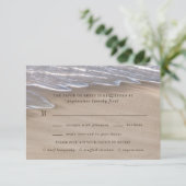 Beach Meal Choice Sand Hearts Elegant Wedding RSVP Card (Standing Front)