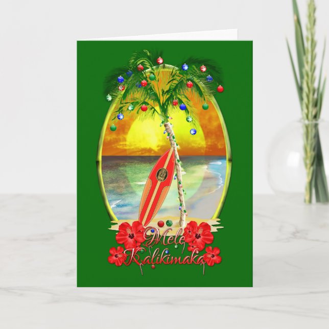 Beach Mele Kalikimaka Holiday Card (Front)
