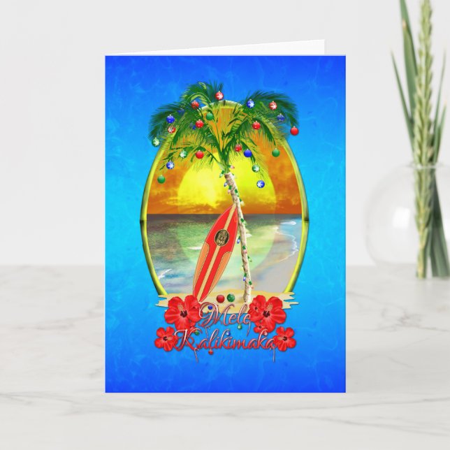 Beach Mele Kalikimaka Holiday Card (Front)