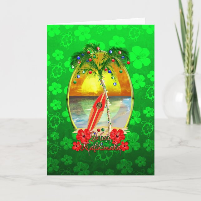 Beach Mele Kalikimaka Holiday Card (Front)