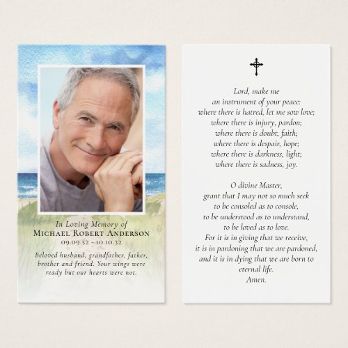 Beach Memorial Photo Prayer Card
