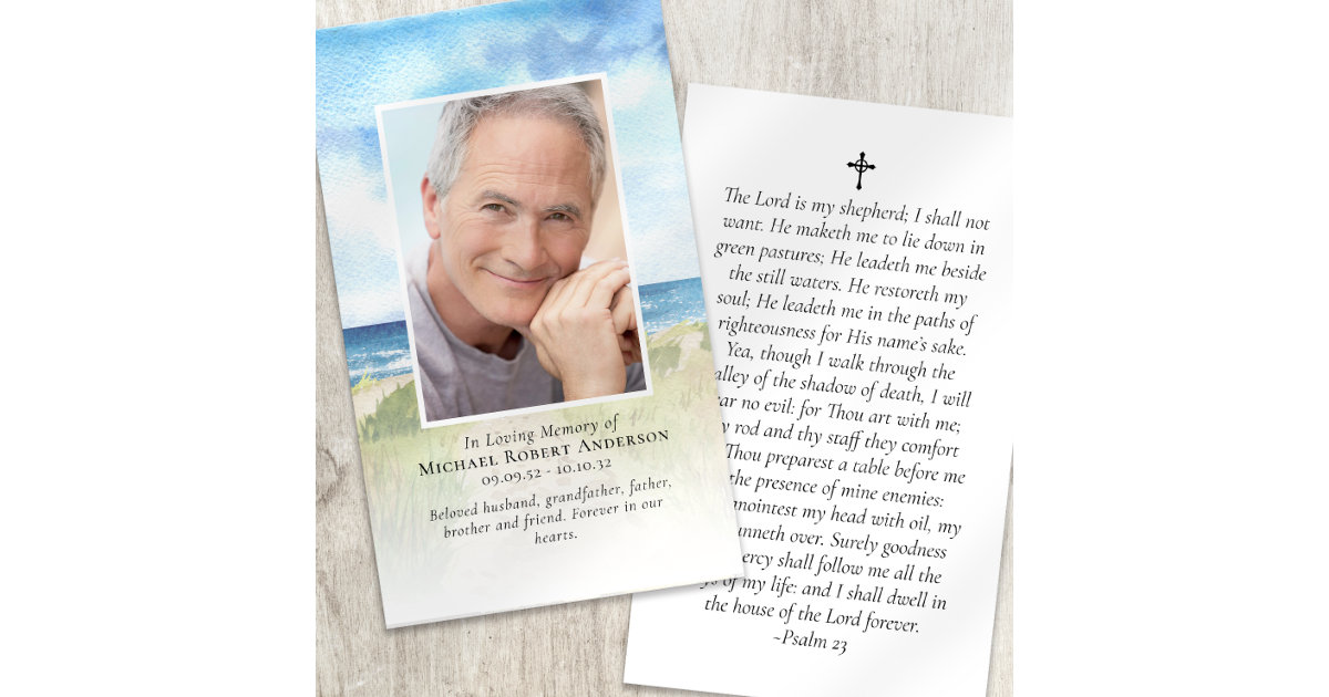 Beach Memorial Prayer Card | Zazzle