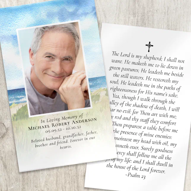 Beach Memorial Prayer Card 