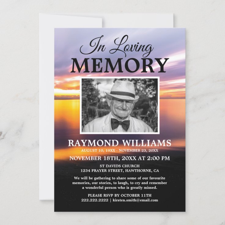 Beach Memorial Service Celebration of Life Photo Invitation Zazzle