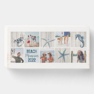 Beach Memories 5 Custom Photos - Wood Box Sign
